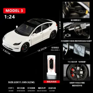 1:24 Scale Model 3 Electric Car Collector Miniature 16 S6223c67737ce482eb7da0ab27309e7eal