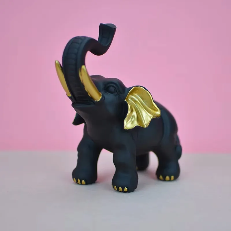 Elegant Black and Gold Lucky Elephant Figurine 3 Elegant Black and Gold Lucky Elephant Figurine - Image 3