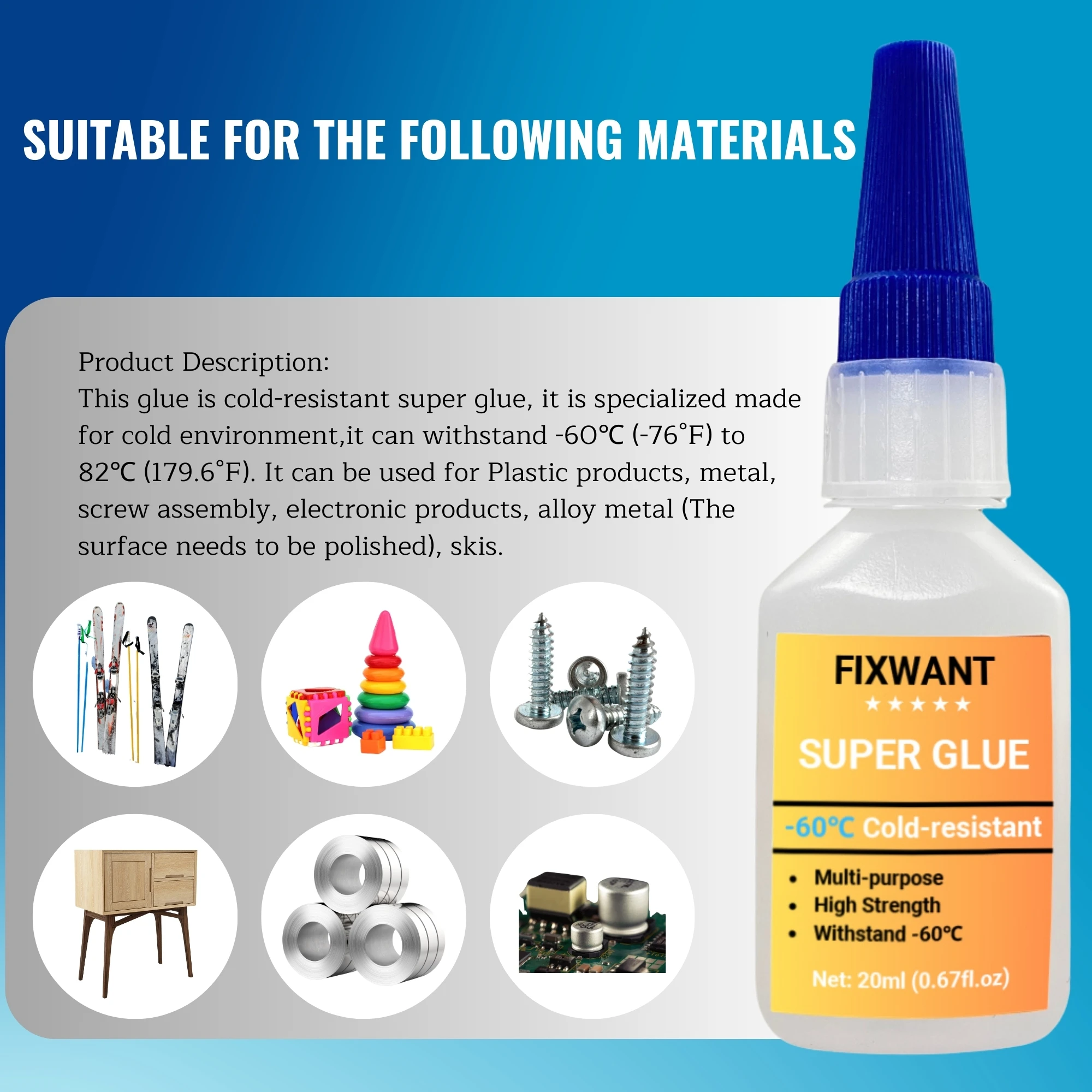 FIXWANT -60℃ Cold-Resistant Super Glue 20ml 2 FIXWANT -60℃ Cold-Resistant Super Glue 20ml - Image 2