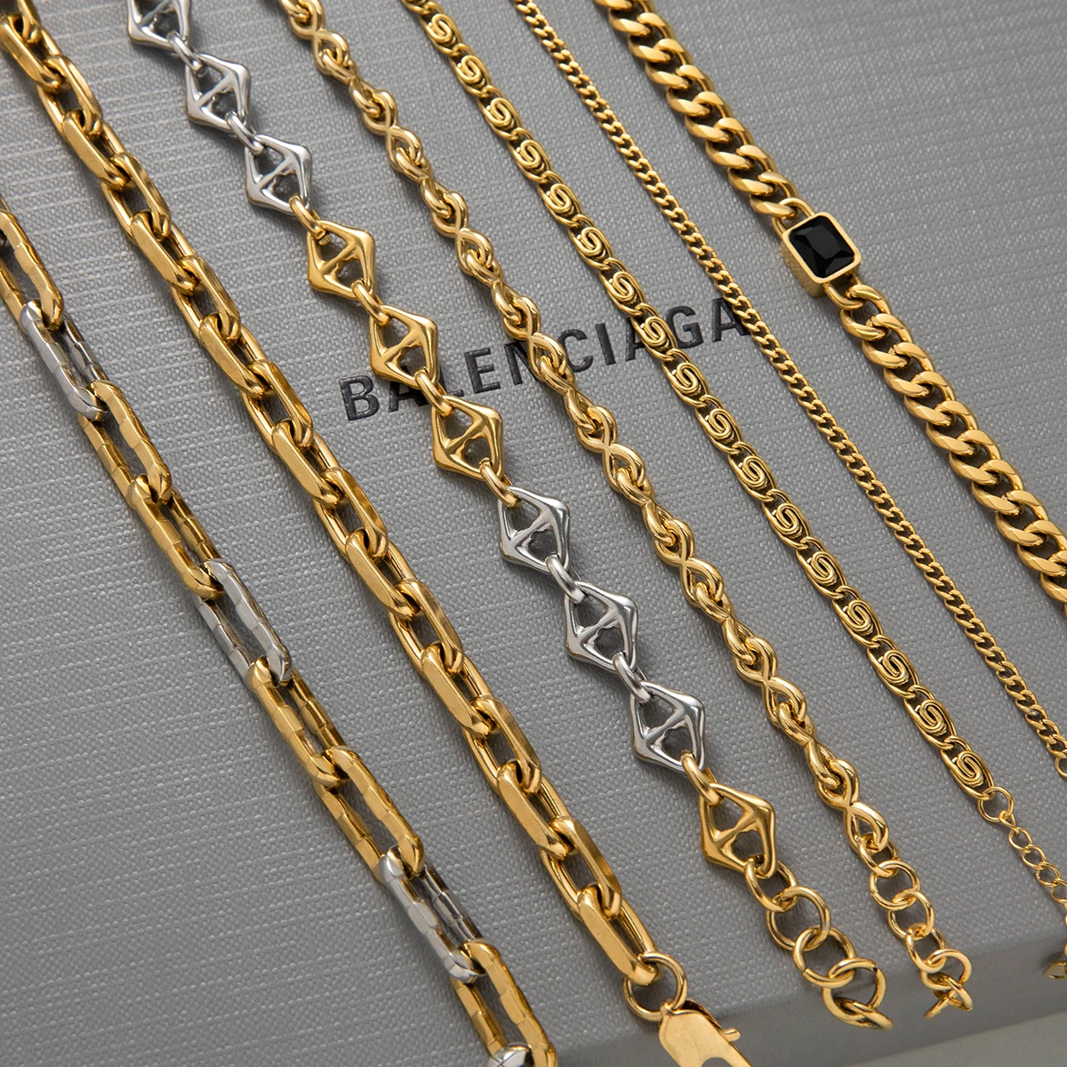 Stackable Stainless Steel Chain Bracelets in Gold 3 Stackable Stainless Steel Chain Bracelets in Gold - Image 3