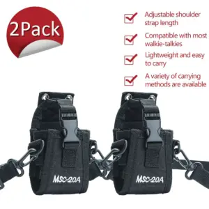 Rugged Black Nylon Walkie Talkie Cases (Set of 2)