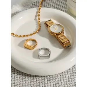 Geometric Gold Stainless Steel Ring 14 S63380707b86c459782e66f409d8ff8b4N