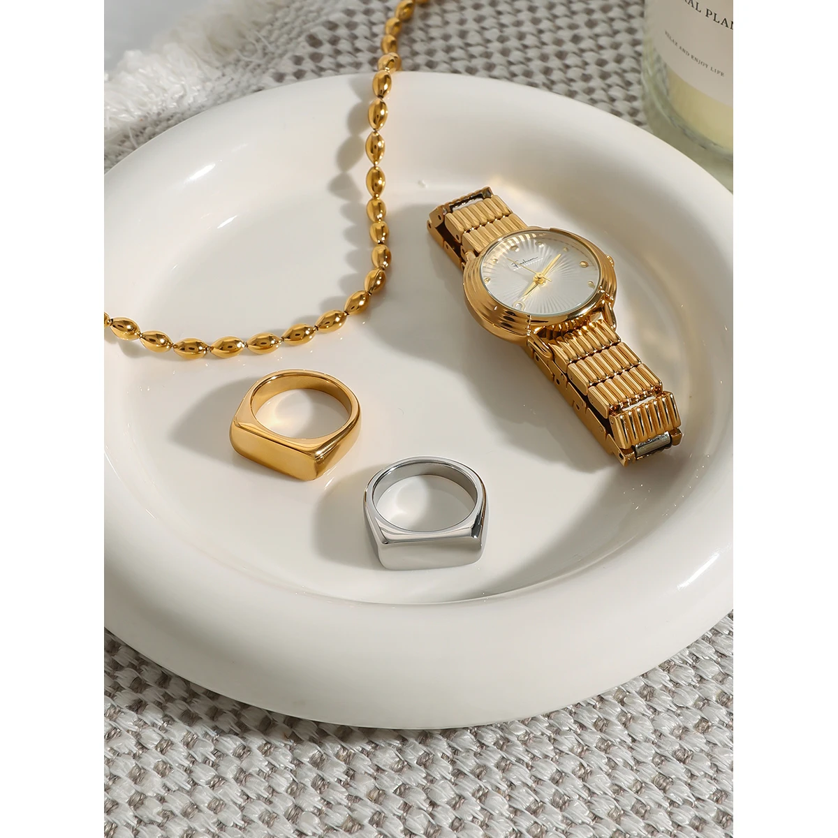 Geometric Gold Stainless Steel Ring 6 Geometric Gold Stainless Steel Ring - Image 6