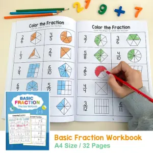 Colorful Fraction Learning Workbook for Kids