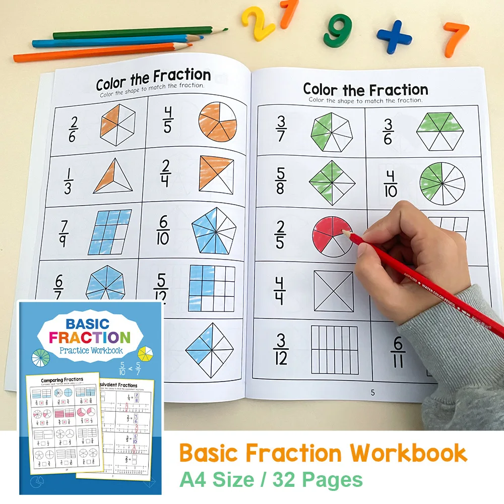 Colorful Fraction Learning Workbook for Kids 1 Colorful Fraction Learning Workbook for Kids