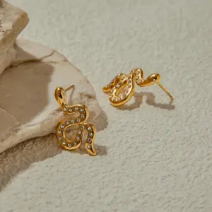 Stainless Steel Gold Snake Earrings JDE0103010 11 S634bd6f2e4534df3a14b47656c6e6968D