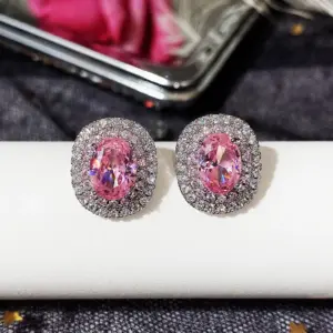 925 Silver Pink Cubic Zirconia Earrings 8 S635c3918f21043d796af00eebc58e873Q
