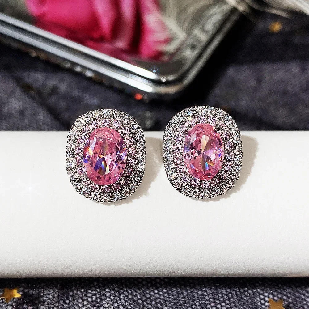 925 Silver Pink Cubic Zirconia Earrings 3 925 Silver Pink Cubic Zirconia Earrings - Image 3