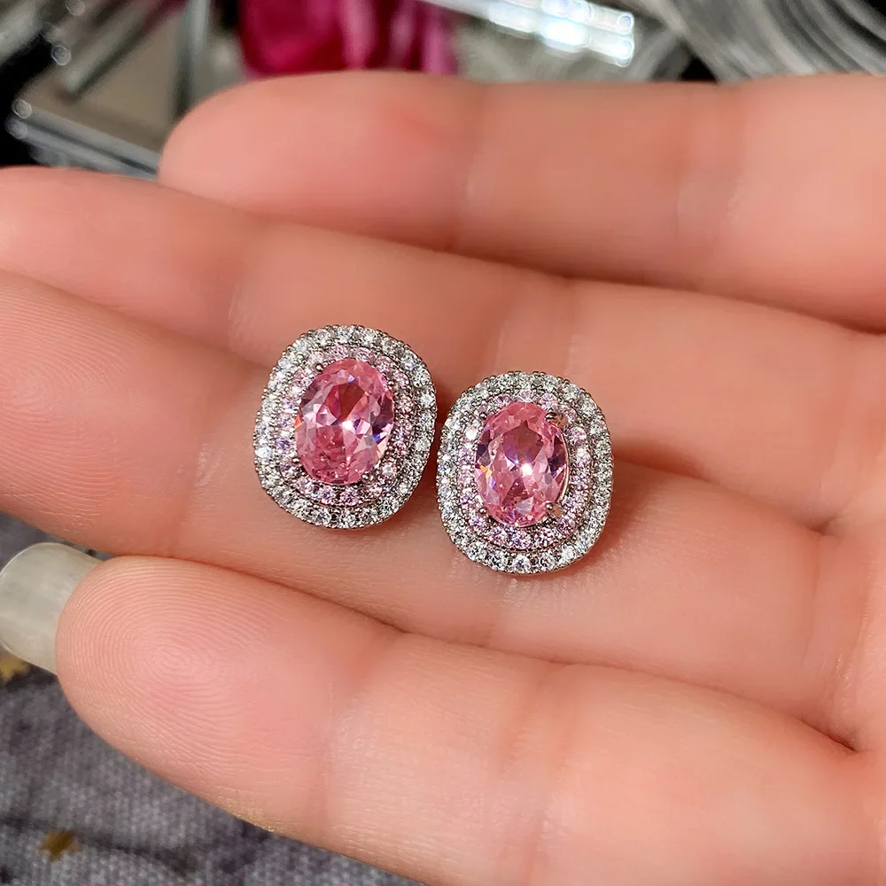 925 Silver Pink Cubic Zirconia Earrings 6 925 Silver Pink Cubic Zirconia Earrings - Image 6