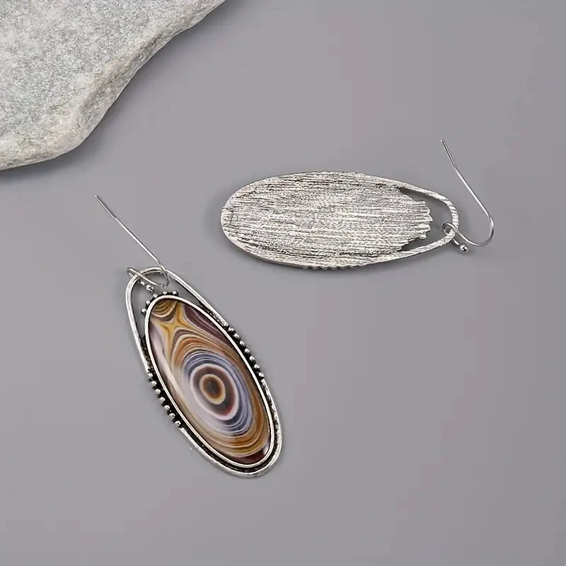 Vibrant Vintage Oval Drop Earrings for Women 3 Vibrant Vintage Oval Drop Earrings for Women - Image 3