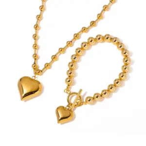 Elegant Stainless Steel Heart Jewelry Set