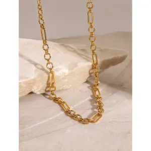 Geometric Stainless Steel Necklace with Gold-Tone Finish 8 S63ecf09de3374318bb9f4eb18e5cee1cN