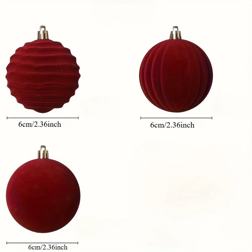 Velvet Red Christmas Ornaments Set of 12 2 Velvet Red Christmas Ornaments Set of 12 - Image 2