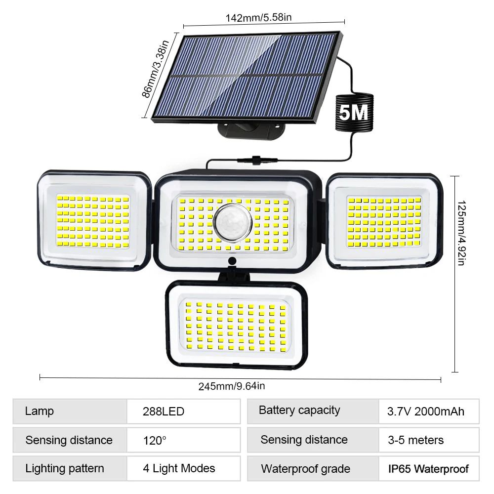 283LED Solar Security Light with Motion Sensor 9 283LED Solar Security Light with Motion Sensor - Image 9