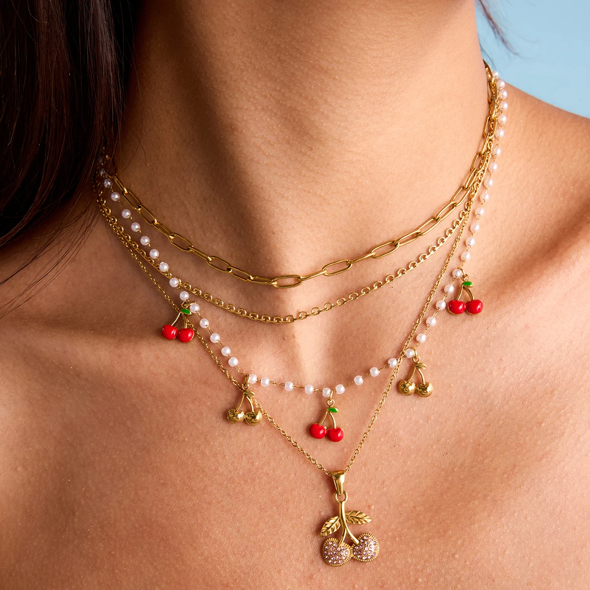 Vibrant Stainless Steel Cherry Necklace 5 Vibrant Stainless Steel Cherry Necklace - Image 5