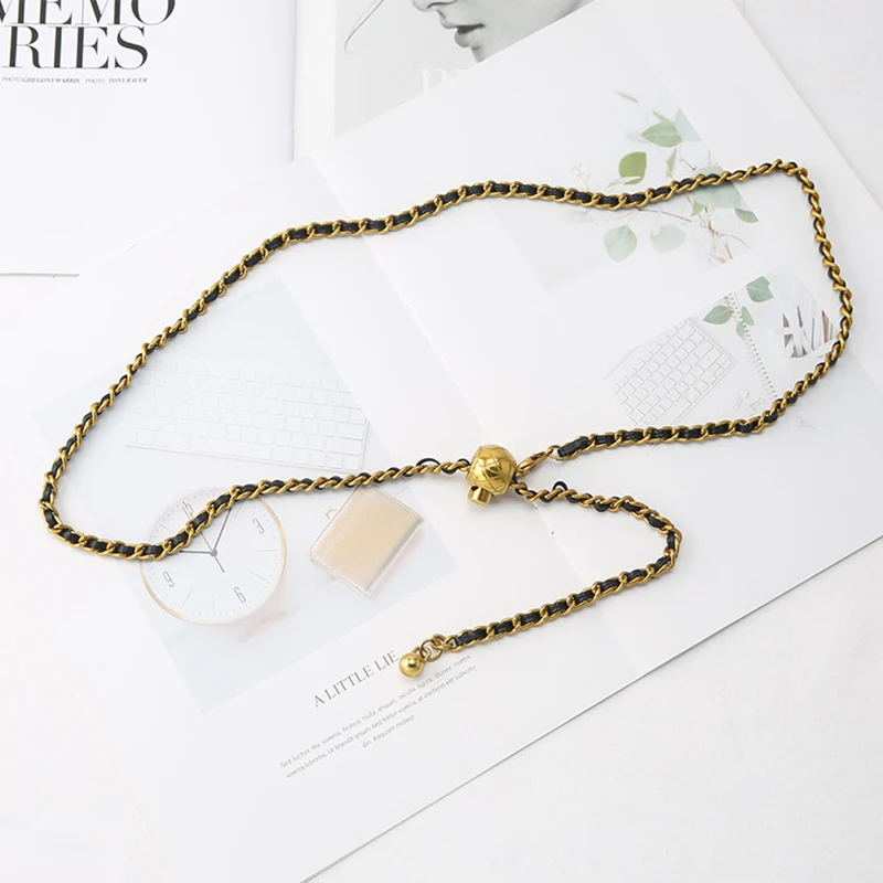 Elegant 110cm Metal Waist Chain in Black & White 3 Elegant 110cm Metal Waist Chain in Black & White - Image 3