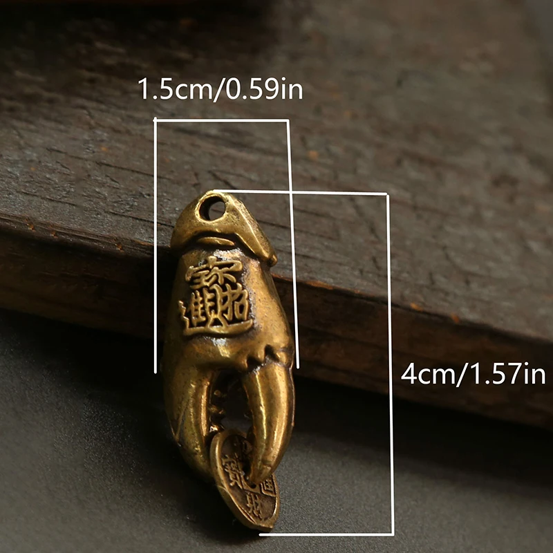 Brass Crab Claw Lucky Keychain 6 Brass Crab Claw Lucky Keychain - Image 6
