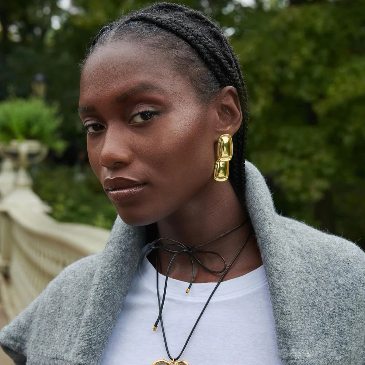 Gold Stainless Steel Geometric Earrings JDEW2312099 3 Gold Stainless Steel Geometric Earrings JDEW2312099 - Image 3