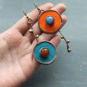 Vintage Drop Earrings with Enamel and Cabochon Accents 7 S6476aac57cb34ddfa3ae681b7afc4c50d