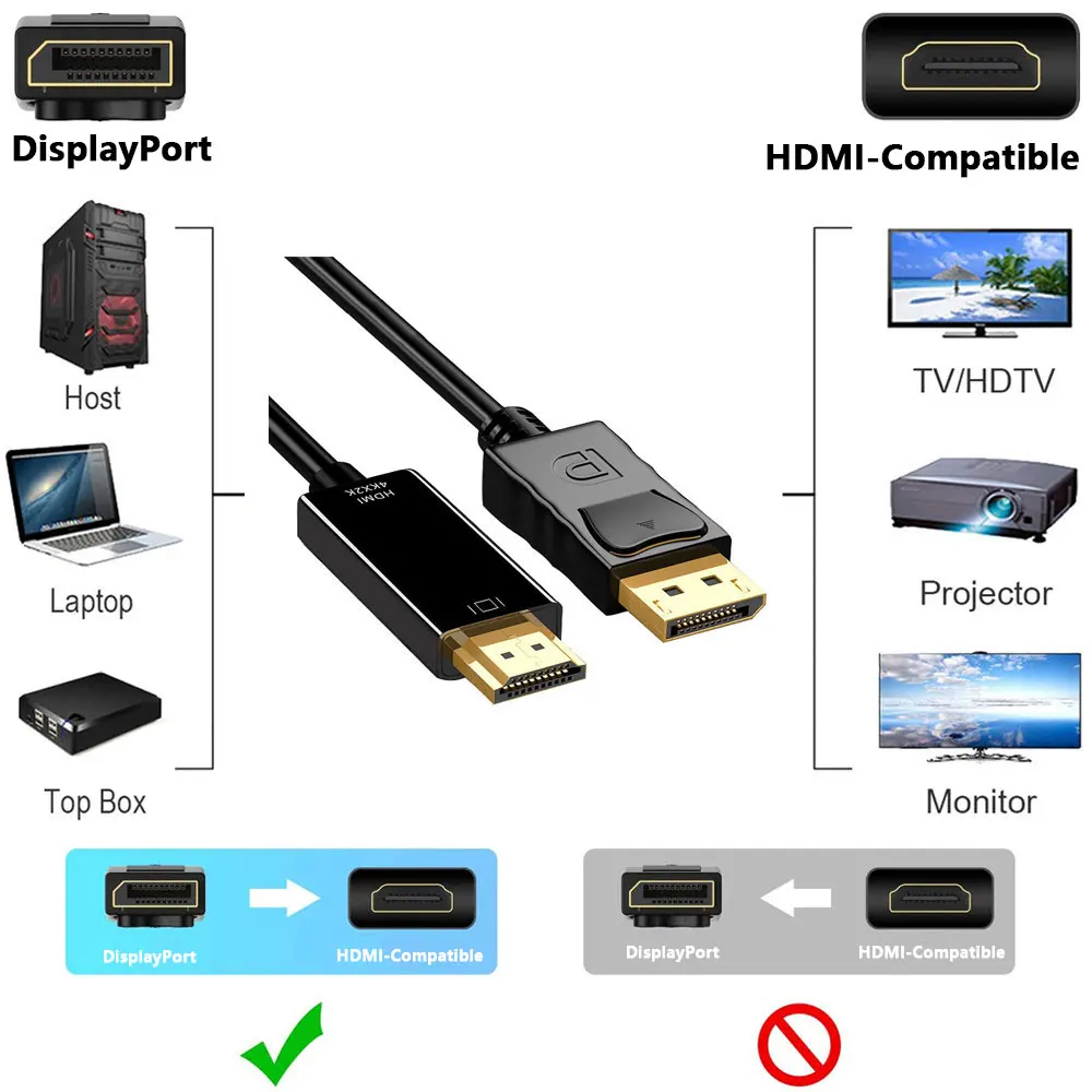 DP to HDMI Adapter 4K@30Hz, 1.8m, Black 2 DP to HDMI Adapter 4K@30Hz, 1.8m, Black - Image 2