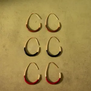 Vintage Stainless Steel Hoop Earrings with Color Accents