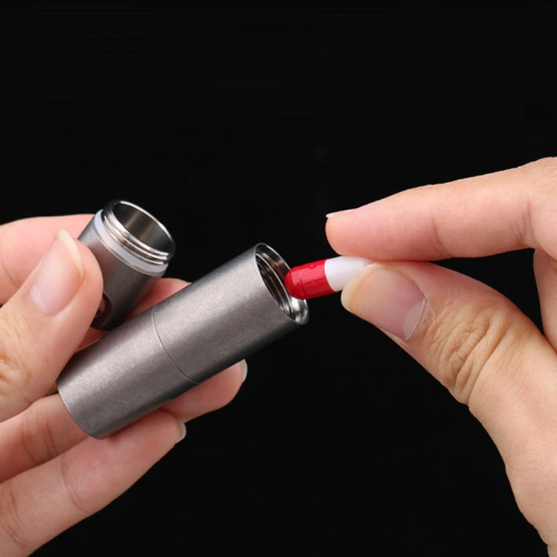 Titanium Alloy Pill Storage Box with Loop 2 Titanium Alloy Pill Storage Box with Loop - Image 2