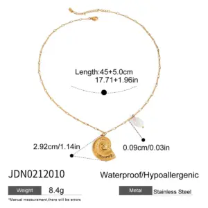 Elegant Stainless Steel Gold Conch Necklace for Women 13 S64ce8cbca6af41de93a579cfaeedfed9N