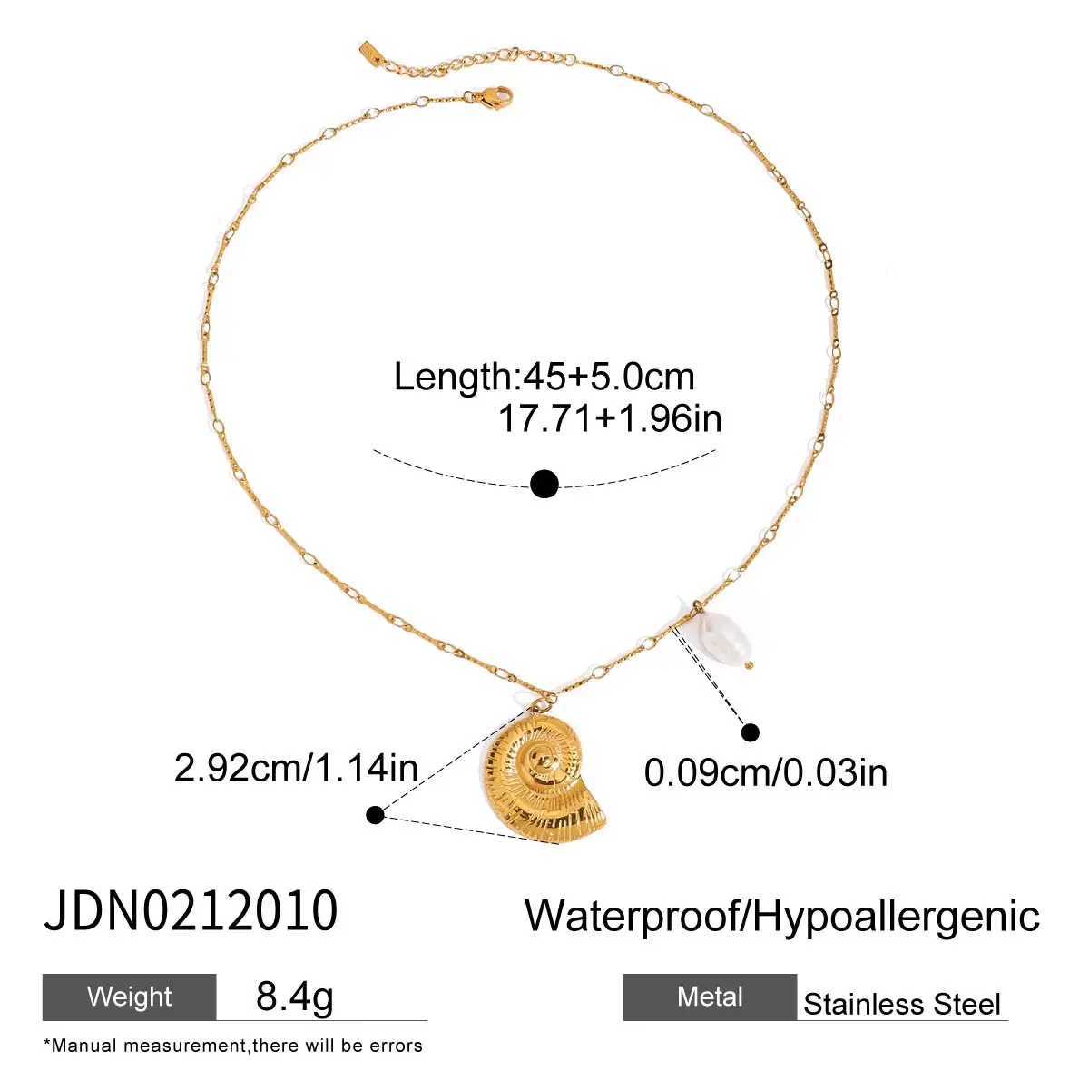 Elegant Stainless Steel Gold Conch Necklace for Women 7 Elegant Stainless Steel Gold Conch Necklace for Women - Image 7