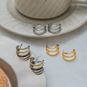 Stainless Steel Dual-Color Geometric Earrings 14 S64df4454c7e746a296d77aac5b81ad91m