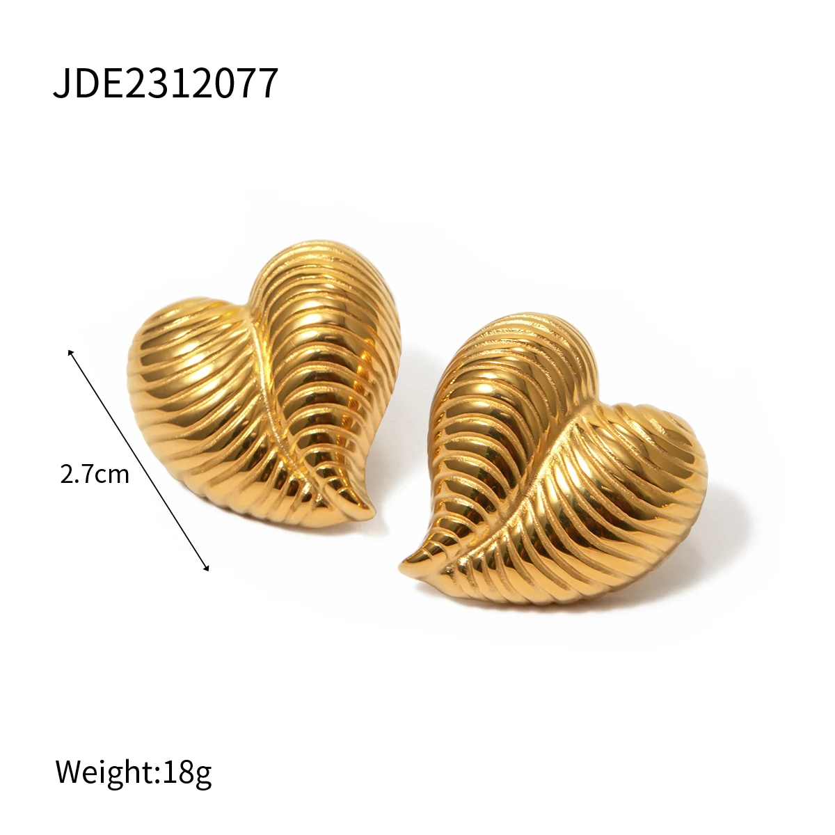 Stainless Steel Gold Heart Earrings 6 Stainless Steel Gold Heart Earrings - Image 6