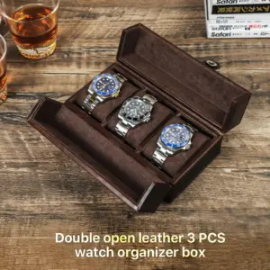 Coffee Leather Watch Case with 3 Slots 10 S65120d28c79e4958b8a8dc92c800120b5