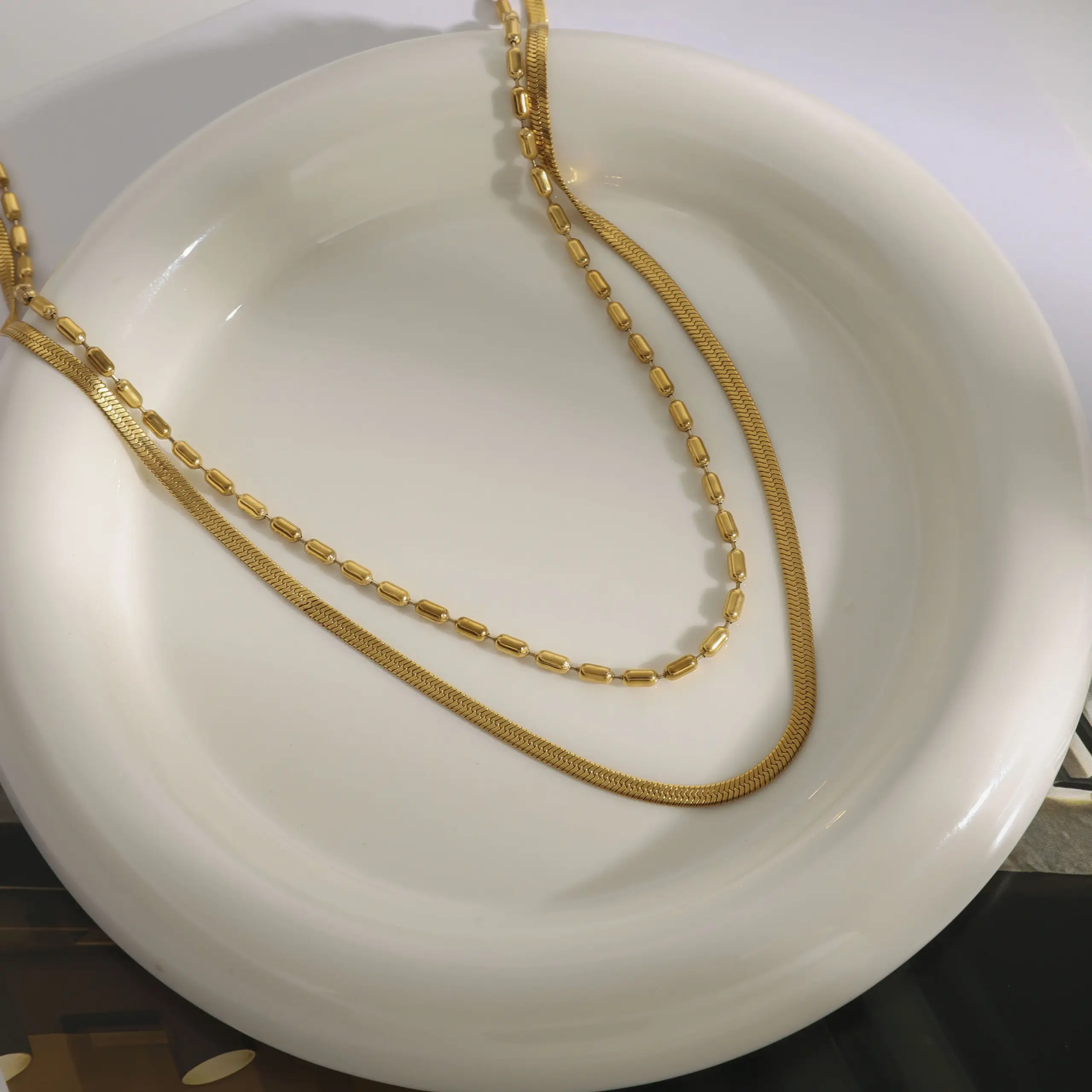 Stainless Steel Double-Layer Gold Necklace 4 Stainless Steel Double-Layer Gold Necklace - Image 4