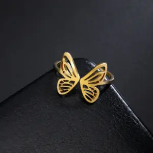 Elegant Resizable Butterfly Ring in Gold & Steel 14 S652ca841b28049f9a991ea3a8b185929I 1