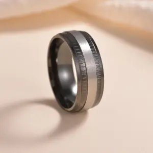 Black and Gold Stainless Steel Ring 8mm Unisex 9 S654f2110dfcd4c37bd70d96f514a57f59