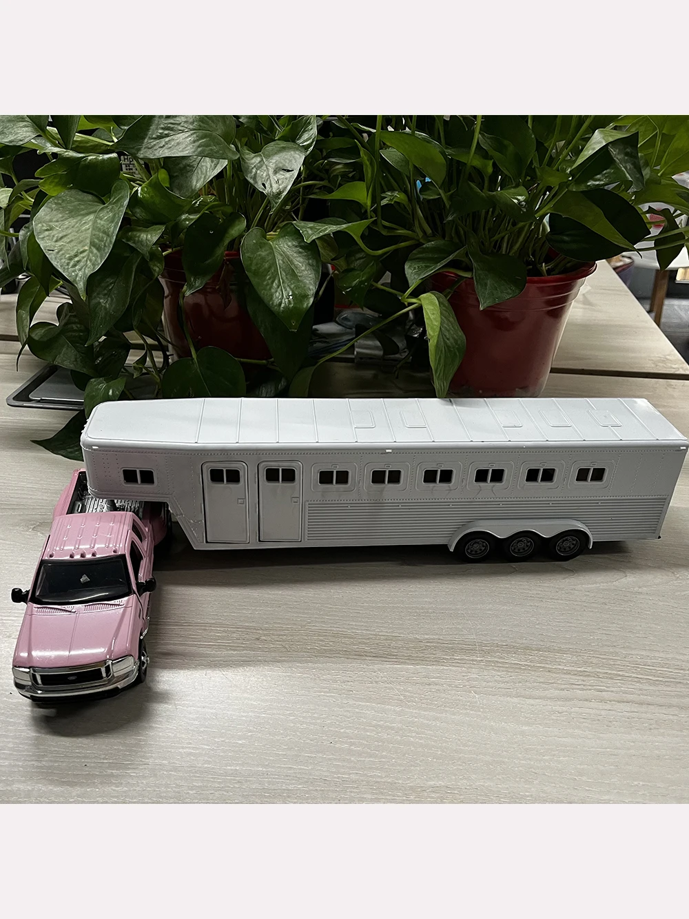 Vibrant Pink Pickup Truck with Trailer Model 9 Vibrant Pink Pickup Truck with Trailer Model - Image 9