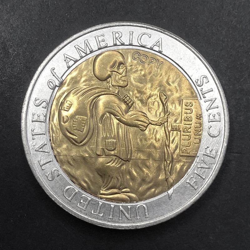 Patriotic US Skeleton Challenge Coin 38mm Copper 1 Patriotic US Skeleton Challenge Coin 38mm Copper