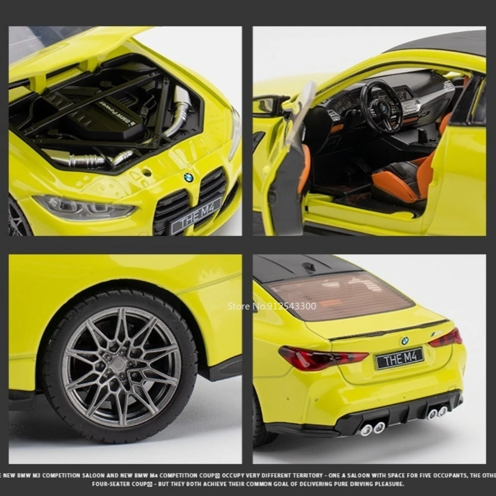 Yellow BMW M4 G82 1:23 Scale Model Car 3 Yellow BMW M4 G82 1:23 Scale Model Car - Image 3