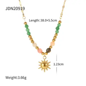 Stainless Steel Sun Necklace for Women 14 S65caf239a7f046fd9e206a5a229e060cJ