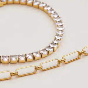 Elegant Gold-Tone Stainless Steel Zirconia Bracelet 10 S65ff9e127923487fbd2e6cd7bb248a70q