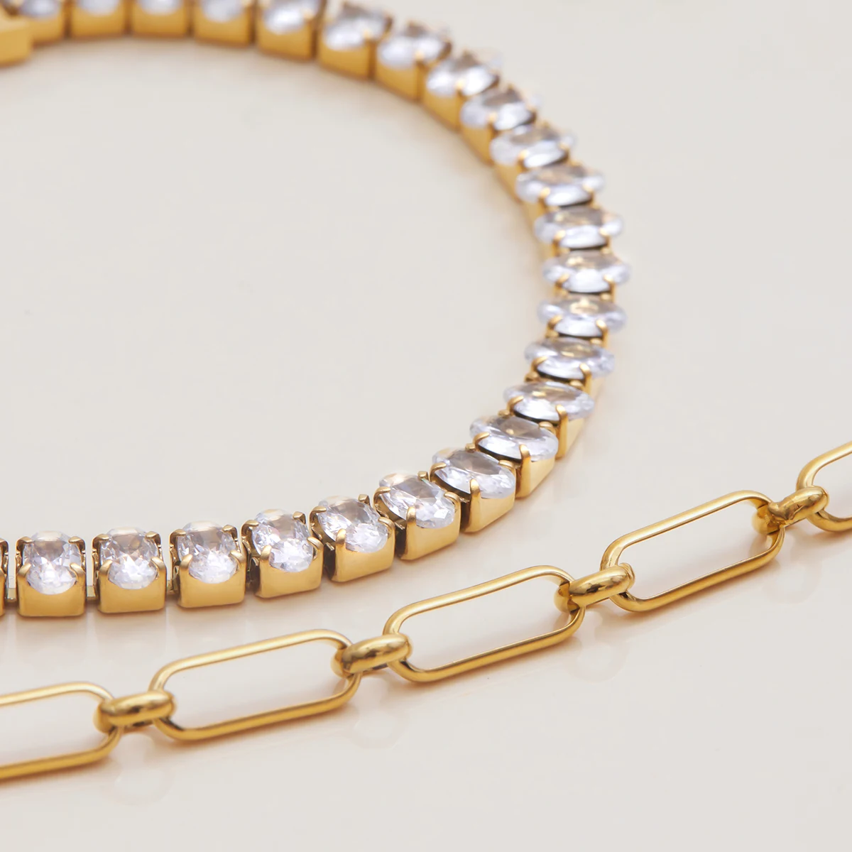 Elegant Gold-Tone Stainless Steel Zirconia Bracelet 4 Elegant Gold-Tone Stainless Steel Zirconia Bracelet - Image 4