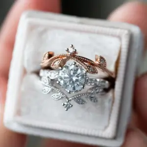 Elegant Silver and Gold Women's Geometric Ring 5 S660b0b08cd764f0e82460436d231cd30L