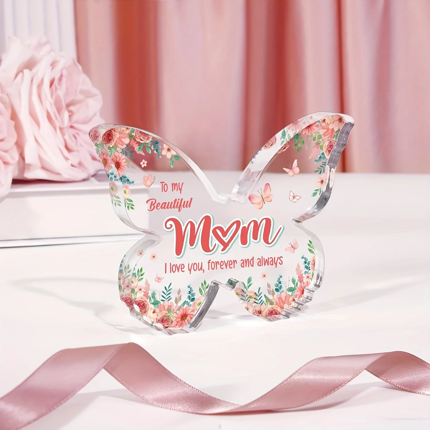 Butterfly-Shaped Acrylic Memorial Plaque for Mom 4 Butterfly-Shaped Acrylic Memorial Plaque for Mom - Image 4