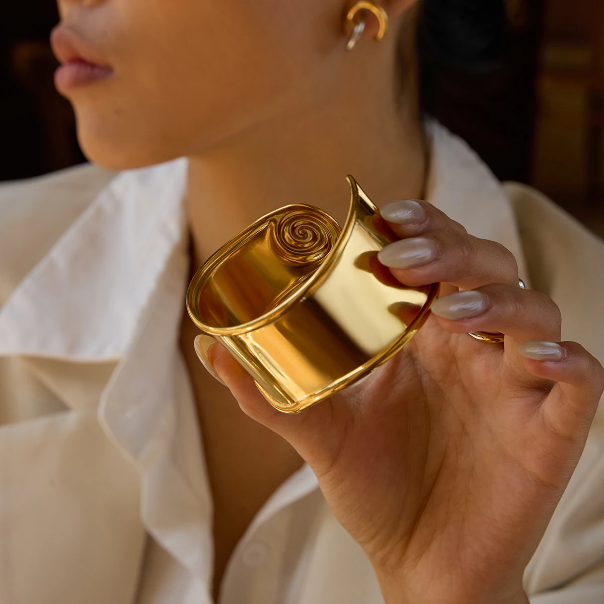 Stainless Steel Gold Cuff Bracelet for Women 4 Stainless Steel Gold Cuff Bracelet for Women - Image 4