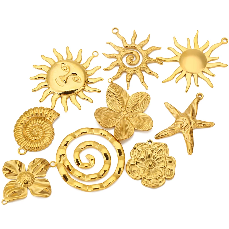 Stainless Steel Charm Set with Natural Motifs 3 Stainless Steel Charm Set with Natural Motifs - Image 3