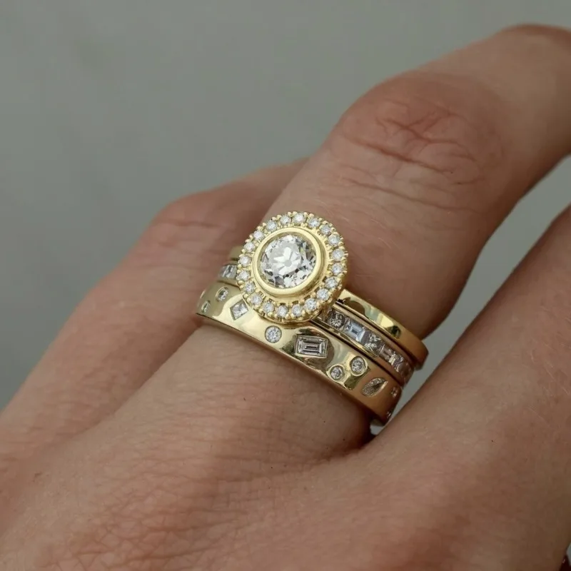 Gold Women's Geometric Ring Set for Parties 2 Gold Women's Geometric Ring Set for Parties - Image 2