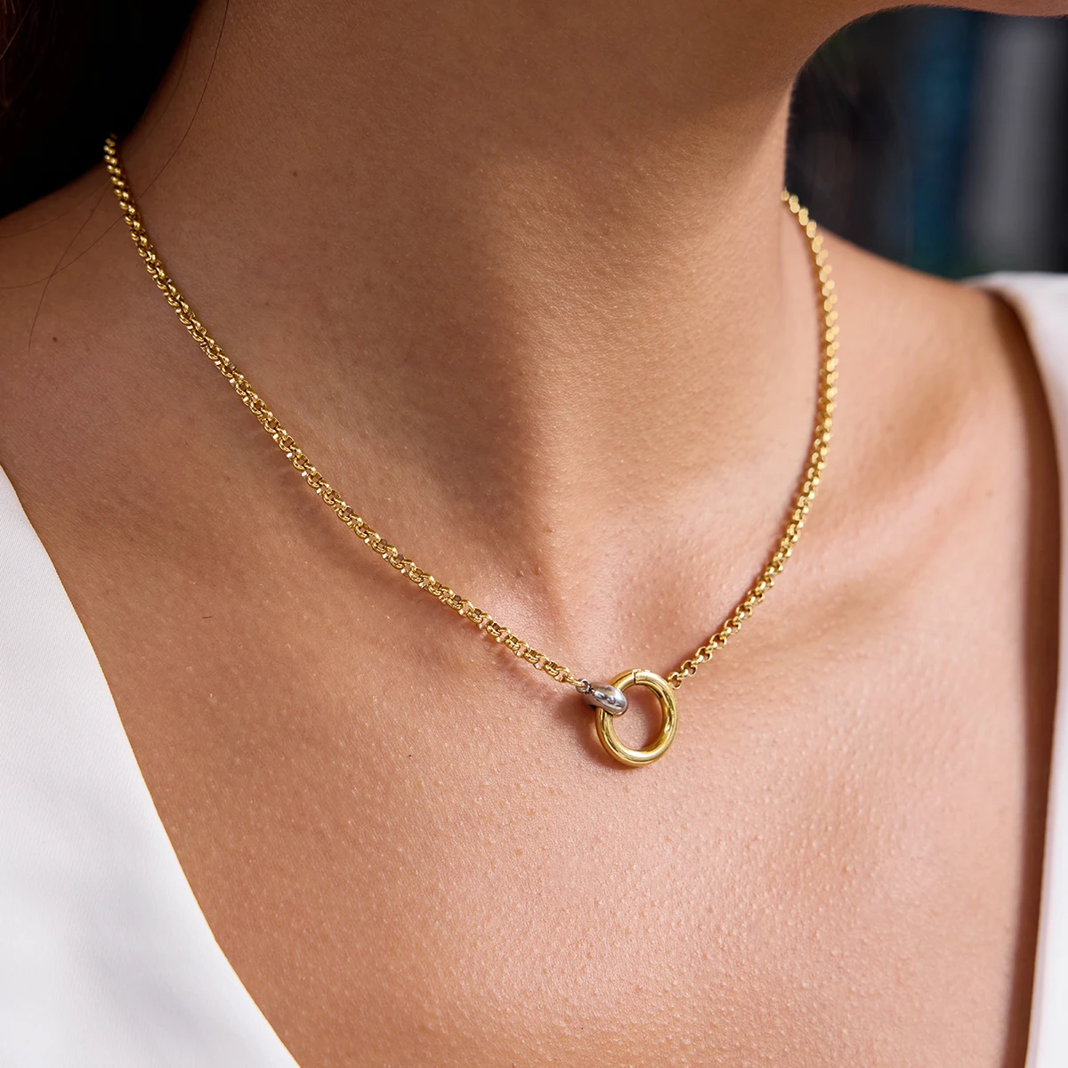 Gold Stainless Steel Pendant Necklace JDN0207009 5 Gold Stainless Steel Pendant Necklace JDN0207009 - Image 5