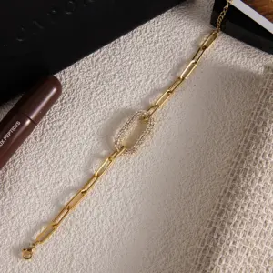 Stainless Steel Gold-Tone Oval Link Bracelet 11 S667a9d3026df4f30abba2acf747c2f29Y