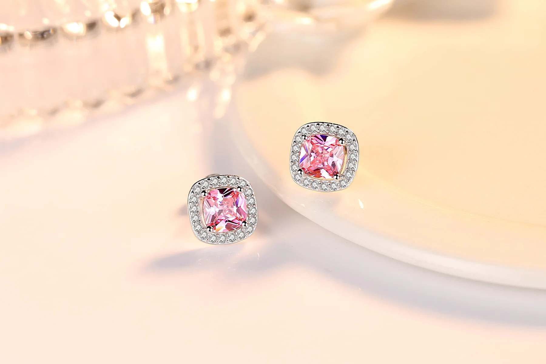 Sterling Silver Round Earrings with Cubic Zirconia 5 Sterling Silver Round Earrings with Cubic Zirconia - Image 5