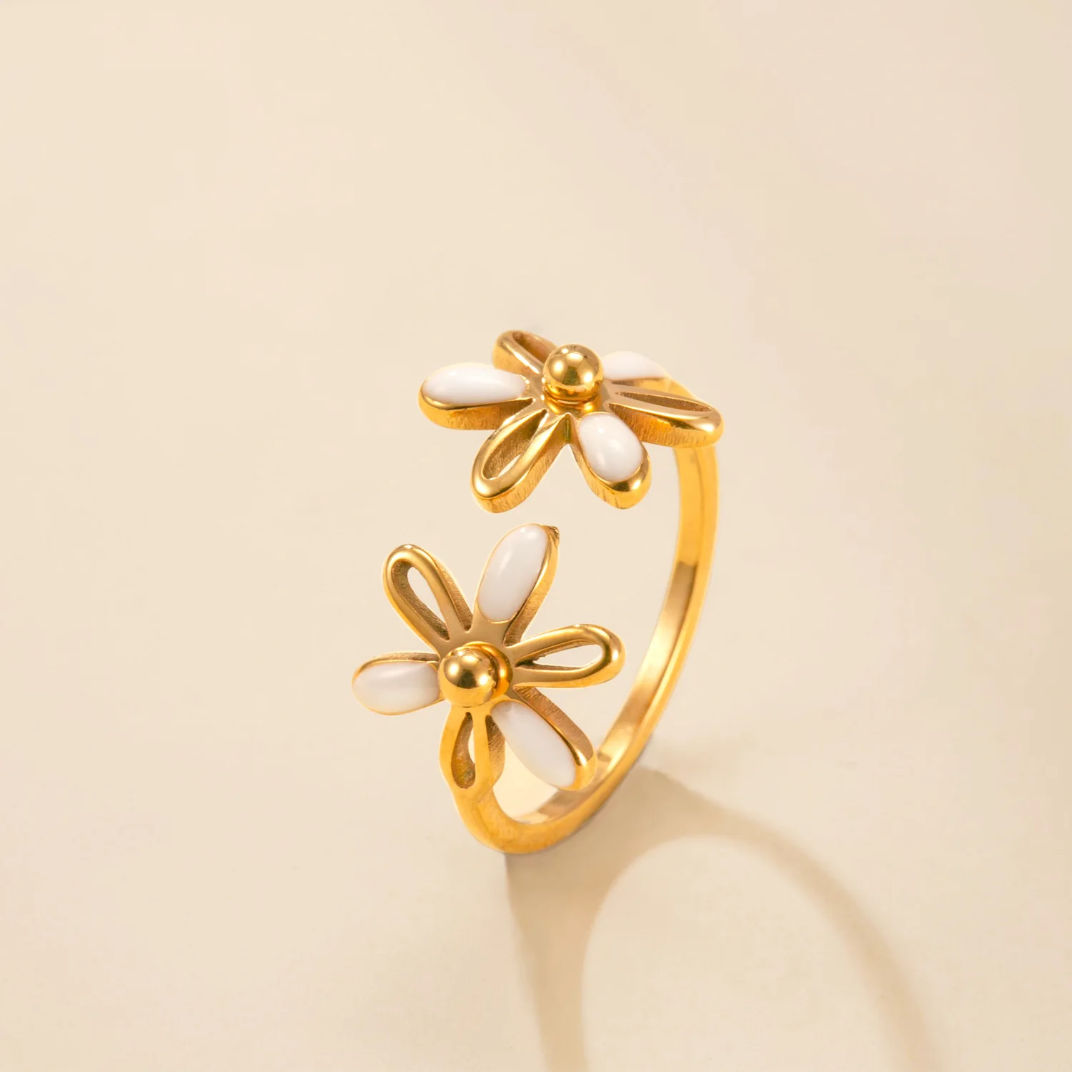 Colorful Floral Enamel Stainless Steel Ring 3 Colorful Floral Enamel Stainless Steel Ring - Image 3