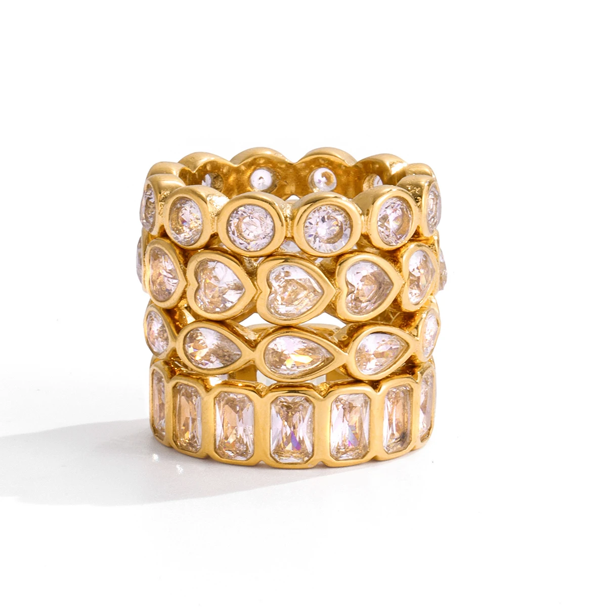 Elegant Stainless Steel Zircon Stacking Ring 1 Elegant Stainless Steel Zircon Stacking Ring